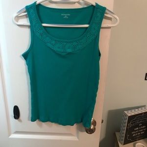 green tank top